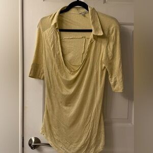 Bordeaux Yellow Asymmetrical Polo Blouse